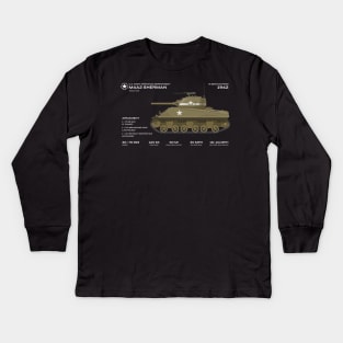 Sherman tank M4 world war 2 armoured vechicle Kids Long Sleeve T-Shirt